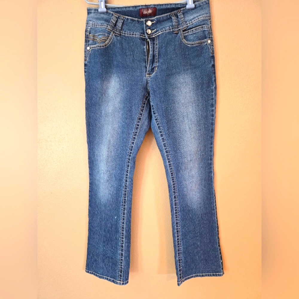 Angels Women's Boot Cut Jeans in Medium Blue Wash